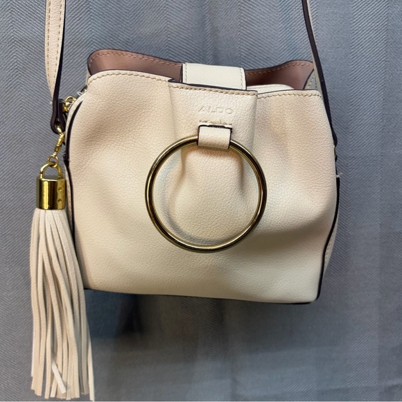 Aldo Handbags - Aldo Crossbody cream colored w/ gold accent adjustable strap snap/zipper closure
